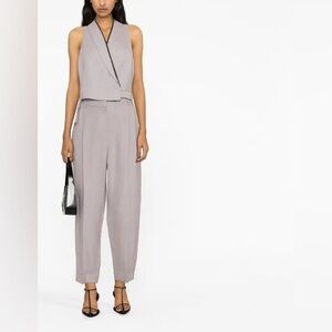 Brunello Cucinelli cropped silk-linen gilet jacket and matching pants | size 2